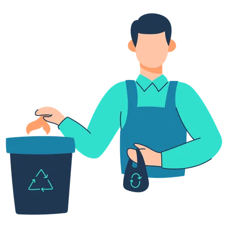 Man is collecting trash  Illustration