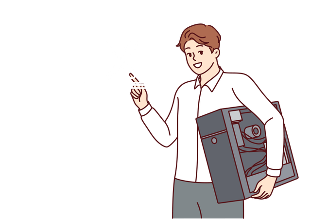 Man is computer repairman  Illustration