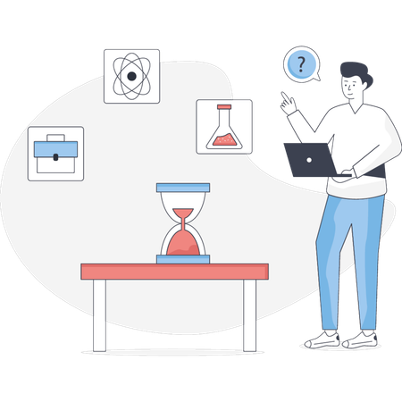 Man is confuse to solve chemical reaction  Illustration