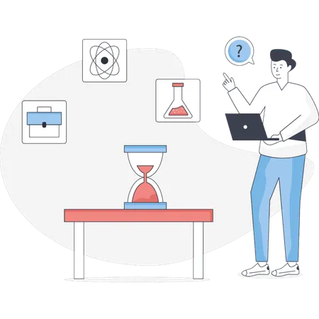 Man is confuse to solve chemical reaction  Illustration