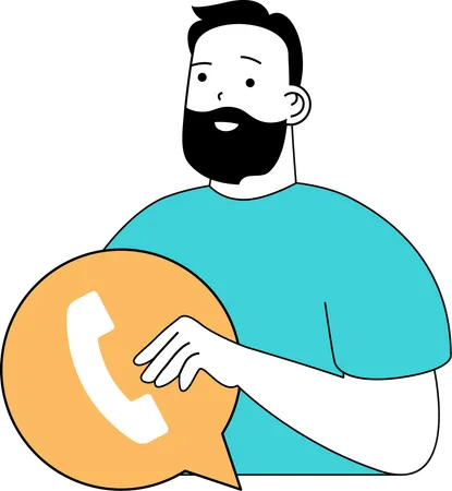 Man is contacting customer care center  Illustration