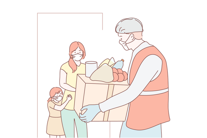 Man is delivering grocery to customers  Illustration