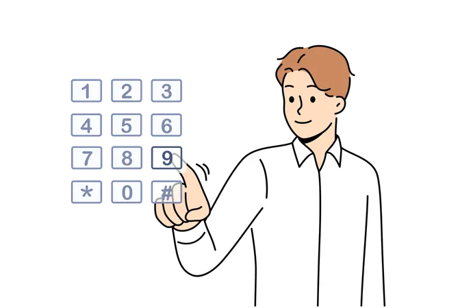 Man is dialing number from keypad  Illustration