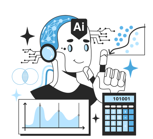 Man is doing AI calculations  Illustration
