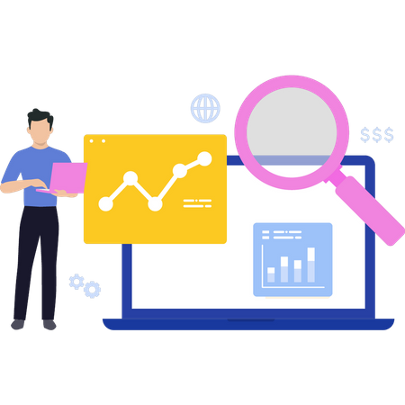 Man is doing analytical research  Illustration