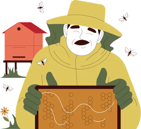 Man is doing apiculture  Illustration