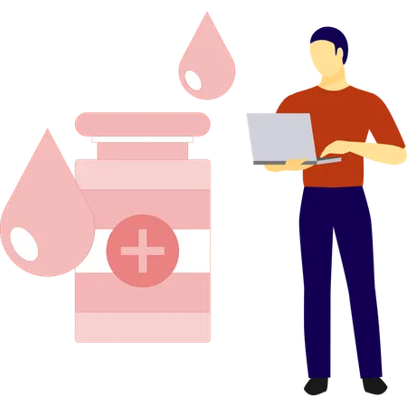 Man is doing blood testing  Illustration