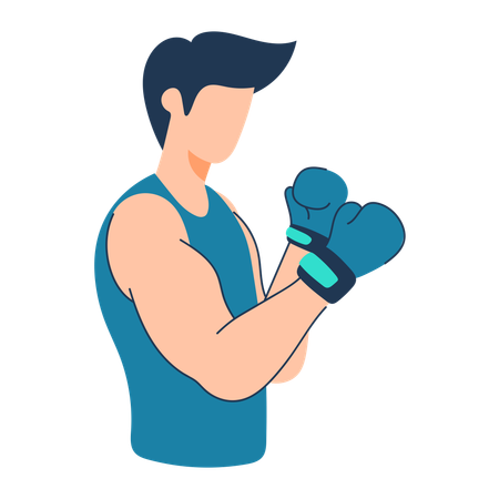 Man is doing boxing training  Illustration