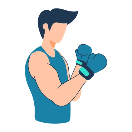 Man is doing boxing training  Illustration