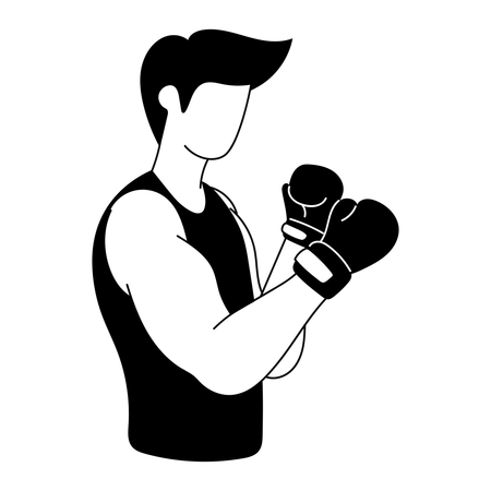 Man is doing boxing training  Illustration