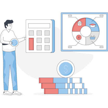 Man is doing budge planning  Illustration