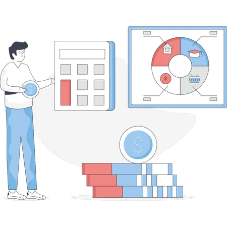 Man is doing budge planning  Illustration