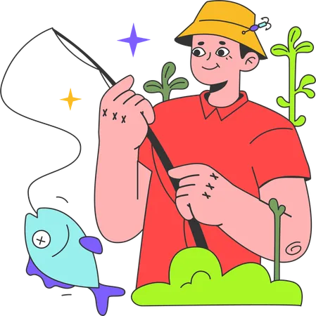 Man is doing fishing  Illustration