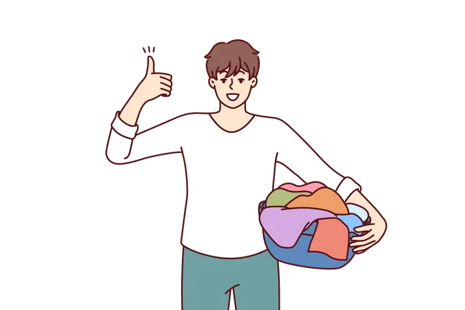 Man is doing household work  Illustration