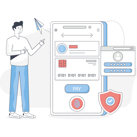 Man is doing payment online  Illustration
