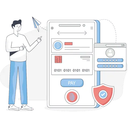 Man is doing payment online  Illustration