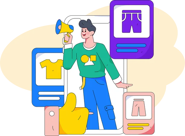 Man is doing shopping announcement  Illustration