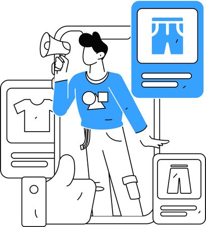 Man is doing shopping announcement  Illustration