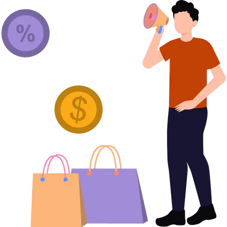 Man is doing shopping marketing  Illustration