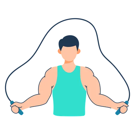 Man is doing skipping exercise  Illustration