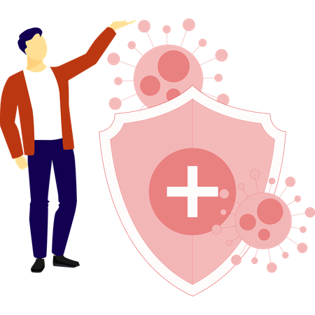 Man is doing virus protection  Illustration