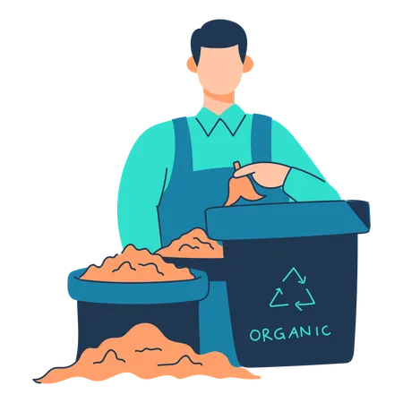 Man is doing waste composting  Illustration