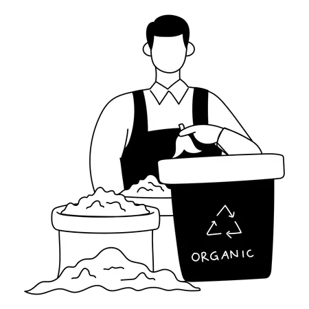 Man is doing waste composting  Illustration