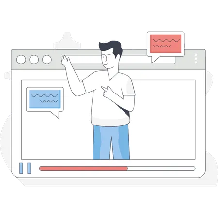 Man is doing web learning  Illustration