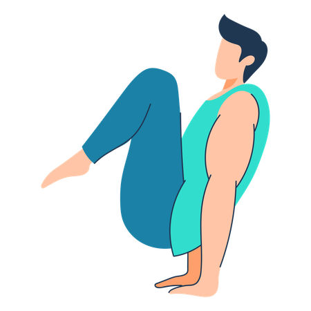 Man is doing yoga workout  イラスト