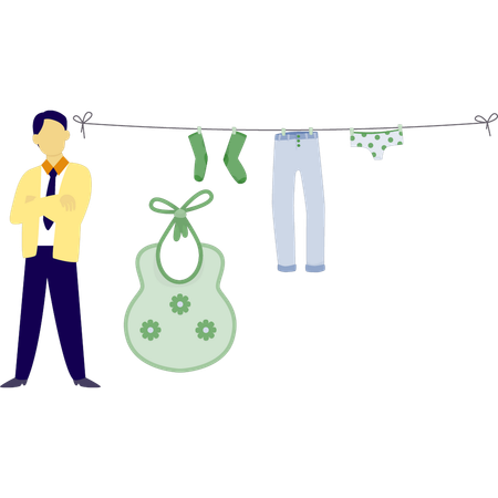 Man is drying clothes  Illustration
