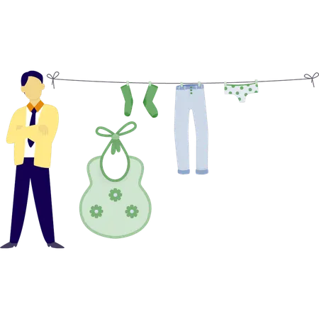 Man is drying clothes  Illustration