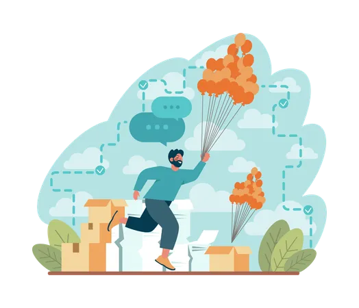 Freedom Concept Person Flying Free Out Of Cage Without Chains And Barbed Wire Path To The Light The Ability To Act Or Change Without Constraint Flat Vector Illustration Illustration