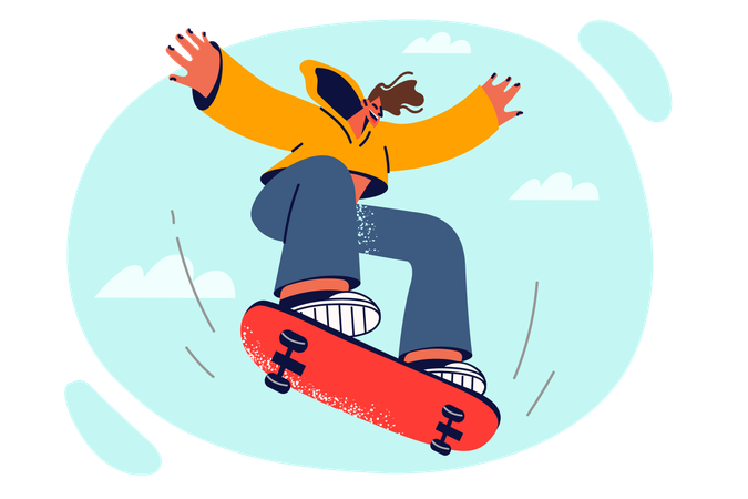 Man is enjoying skating on skateboard  일러스트레이션