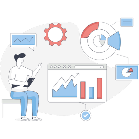 Man is explaining about data analytics  Illustration