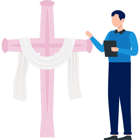 Man is explaining jesus cross clipart  Illustration
