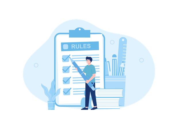 Man is filling out a list column  Illustration