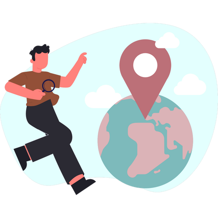 Man is finding location  Illustration