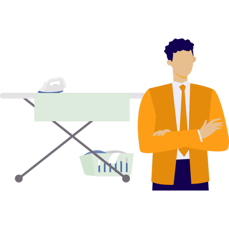 Man is giving iron clothe service  Illustration