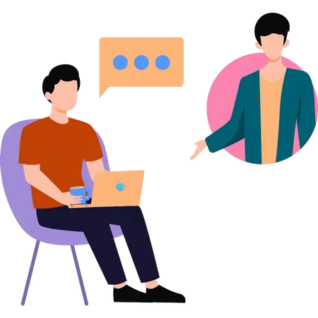 The Guy Is Having An Online Meeting Illustration