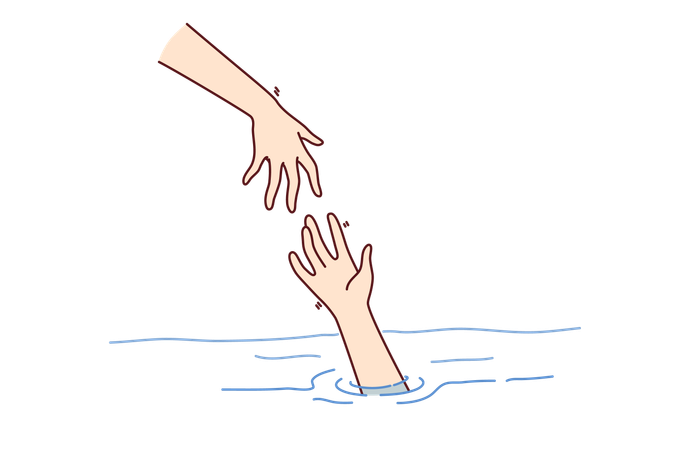 Man is helping other man from drowning  Illustration