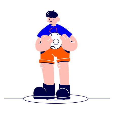 Man is holding a soccer ball  Illustration