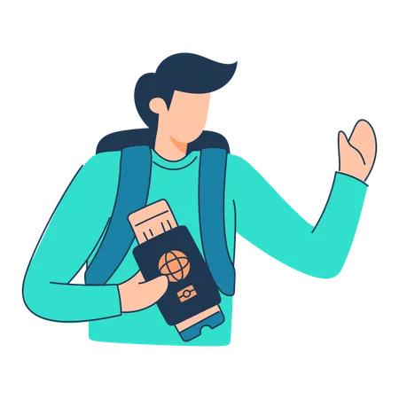 Man is holding boarding pass  Illustration