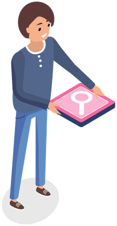 Man is holding magnifier icon  Illustration