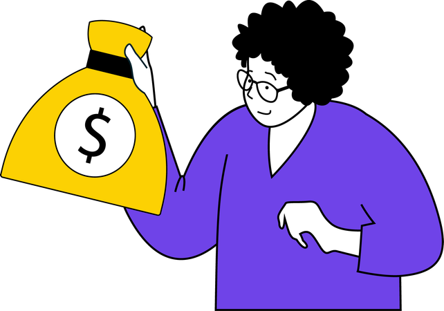 Man is holding money bag  Illustration