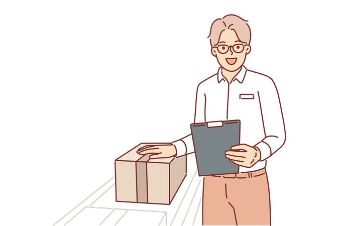 Man is holding parcel box  Illustration