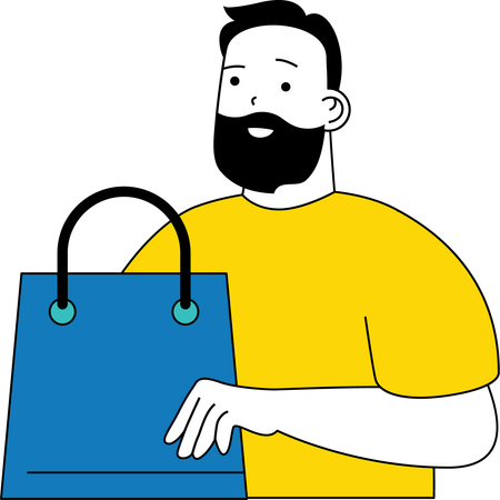 Man is holding shopping bag  Illustration