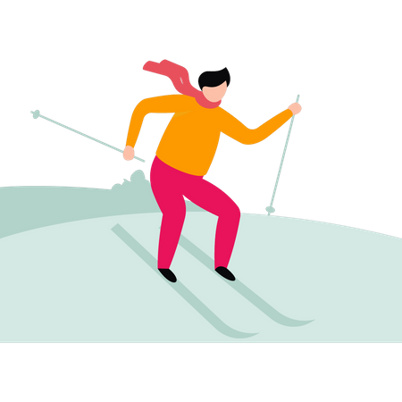 Man is ice skiing  Illustration