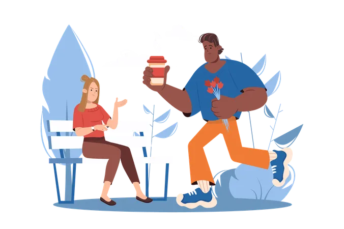 Lateness Blue Concept With People Scene In The Flat Cartoon Design Illustration