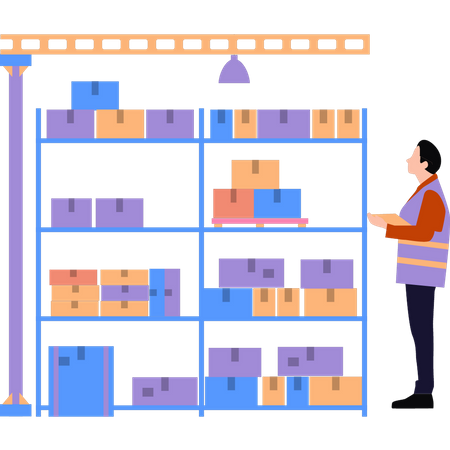 Man is inspecting product  Illustration