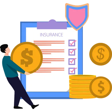 Man is insuring money  Illustration